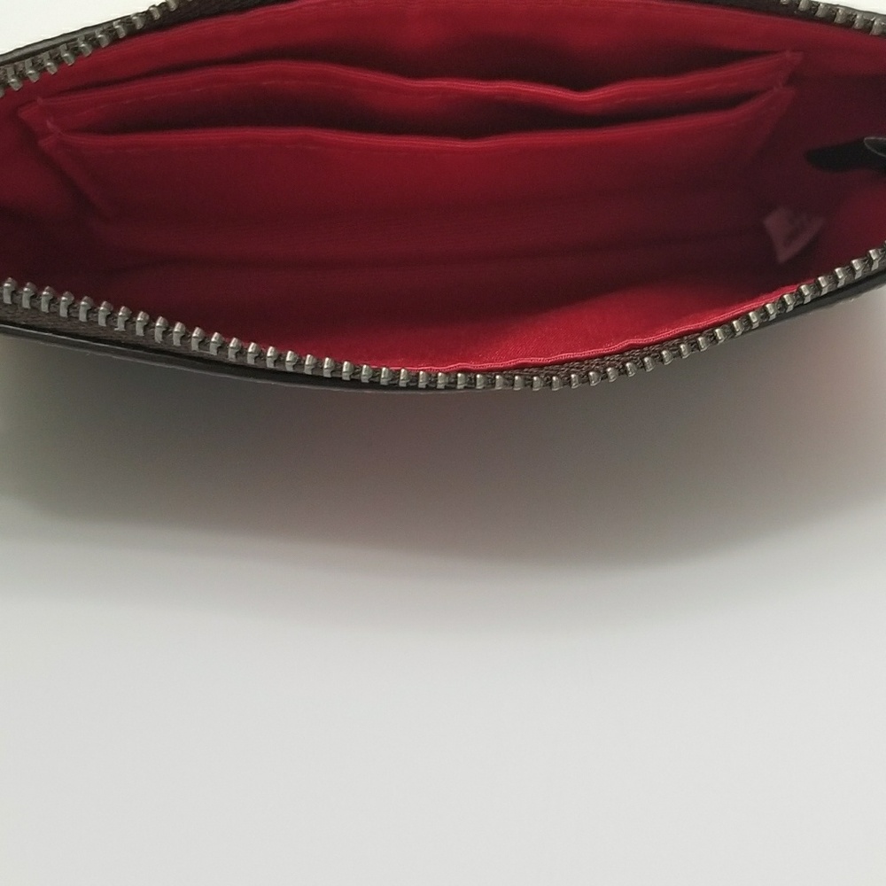 NWT Coach Brown + Red Floral / Gun Metal Wristlet - Picture 5 of 8